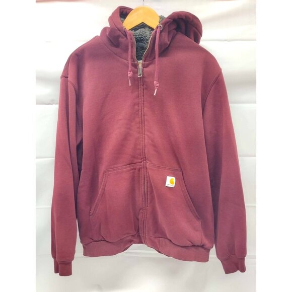 Carhartt Maroon Full Zip Sherpa Lined Hoodie Size M *READ* - Picture 1 of 6